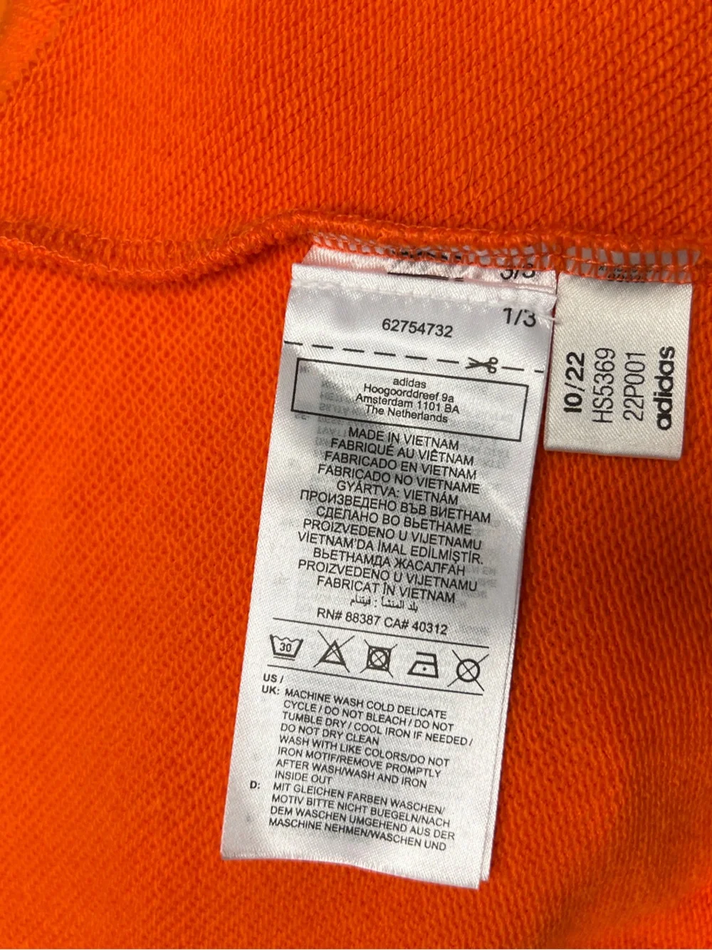 adidas Orange Pullover Hoodie with Geometric Chest Patch